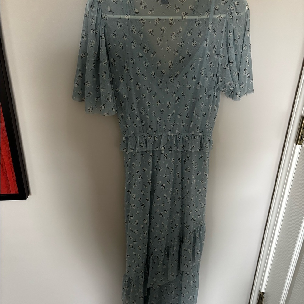 New Look Asymmetrical Floral Dress in Blue